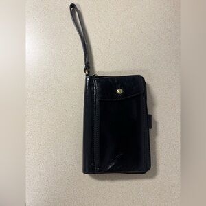 HOBO Act Wristlet Wallet Black Leather
